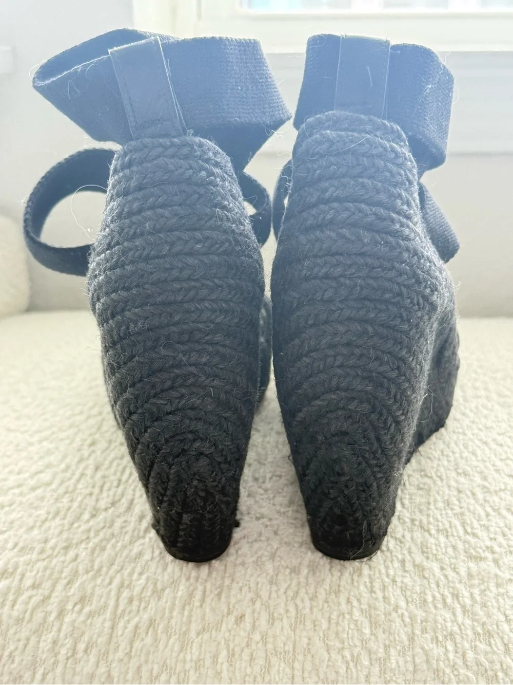 Jean-Michel cazabat espadrille wedge heels navy, size 37 (6.5)
